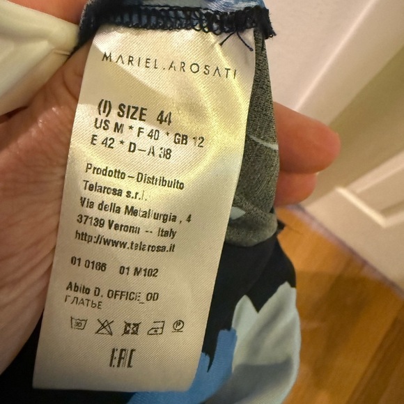 Mariela Rosati Floral Blue and Black Dress EURO SZ 44 NEW Made in Italy - Picture 3 of 4